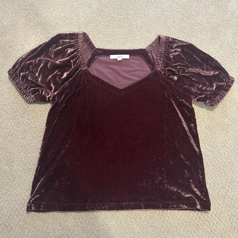 LOFT Women's Rich Velvet Blouse - Deep Purple